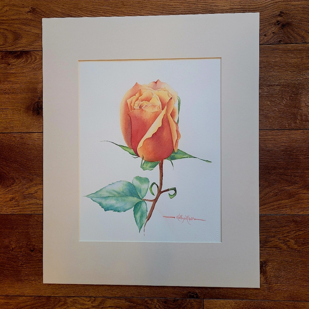 Original Watercolor Painting of 'Amber Rose'. Size 16" x 20". Gift